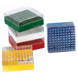 Globe Scientific BioBox 3040G Polycarbonate Storage Box with Transparent Lid for 1mL and 2mL Tubes Green Pack of 5 Holds 81 Vials 