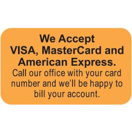 We Accept Visa MasterCard American Express Label Fl Orange MAP4660