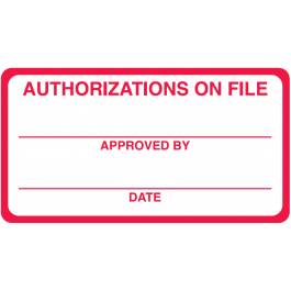 Authorization On File Label 3 1/4