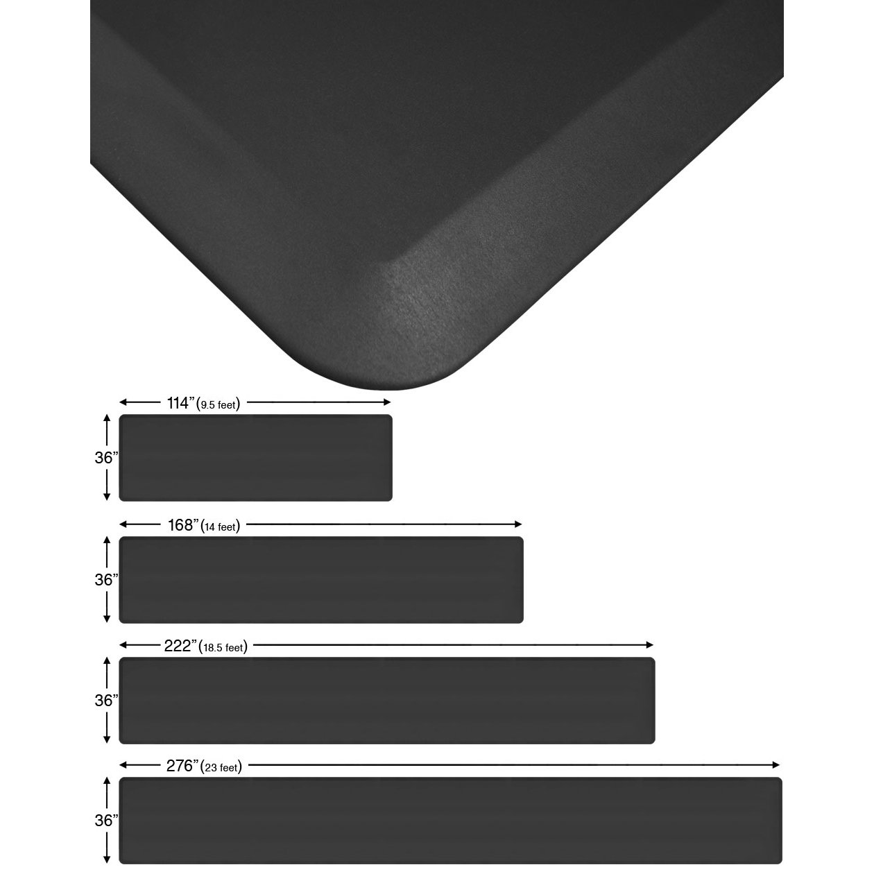 Let S Gel Eco Pro Continuous Comfort Anti Fatigue Black Floor Mats 36 Wide
