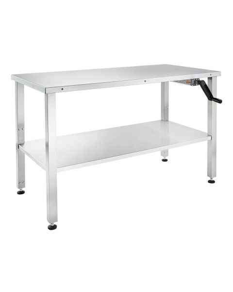 Blickman 0177835000 Stainless Steel Hydraulic Instrument Table Model 7835HYD with Gliders - 48"W x 24"D x Adjustable Height 30"-42"