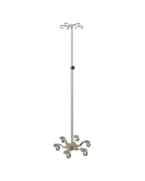 Blickman 0541371600 Stainless Steel IV Stand with 6-Leg Stainless Steel Base, Tru-Loc, 6-Hook