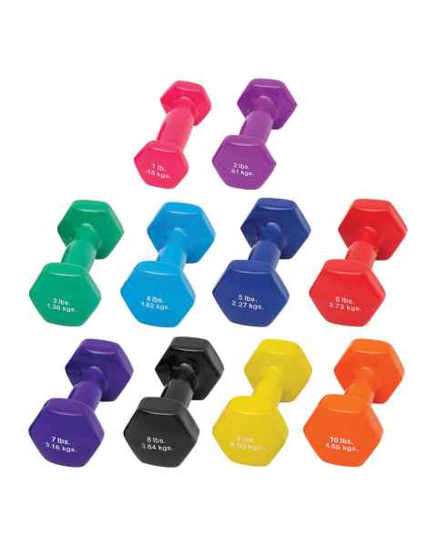 CanDo® 10-0572 Vinyl-Coated Cast-Iron Dumbbell - Set, 10-Piece (Singles)