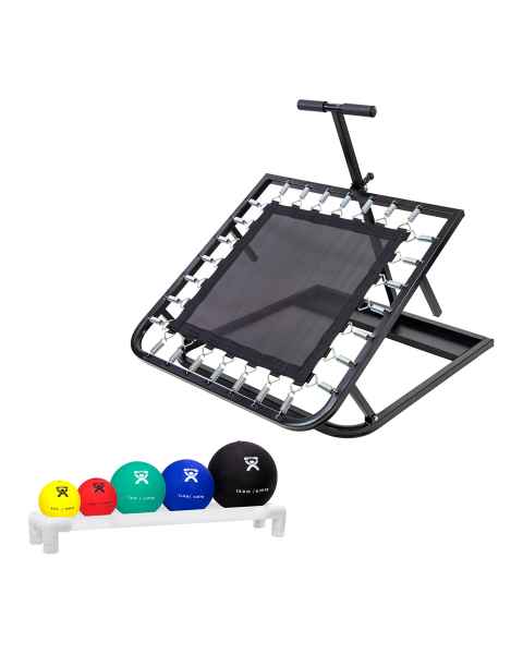 CanDo&reg; 10-3131 Square Ball Rebounder with Soft and Pliable Medicine Ball, 5-Piece Set - With Plastic Rack