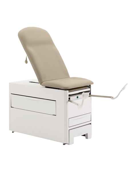Brewer 1001A-21 Access® 1000 Medical Exam Table with Pneumatic Backrest, Stirrups, Pelvic Tilt, Drawer Warmer and 120V Power Outlet - Clamshell