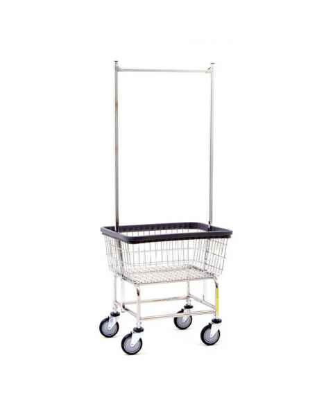 R&B Wire 100CEC58C Standard Wire Laundry Cart with Double Pole Rack - Chrome Basket, Chrome Base
