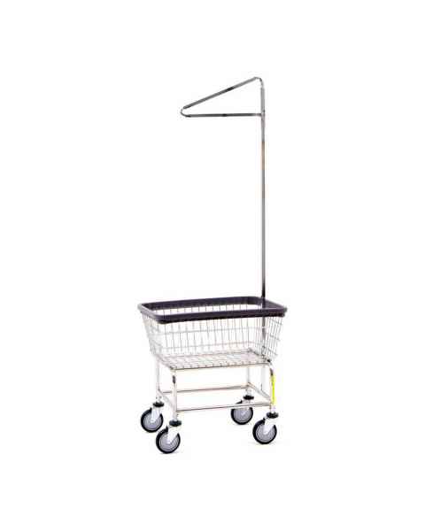 R&B Wire 100CEC91C Standard Wire Laundry Cart with Single Pole Rack - Chrome Basket, Chrome Base