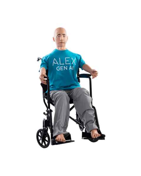 Nasco 101-7150AI ALEX Gen AI Pro Patient Simulator - Light Skin Tone, Sitting on a Wheelchair (Wheelchair is not included)