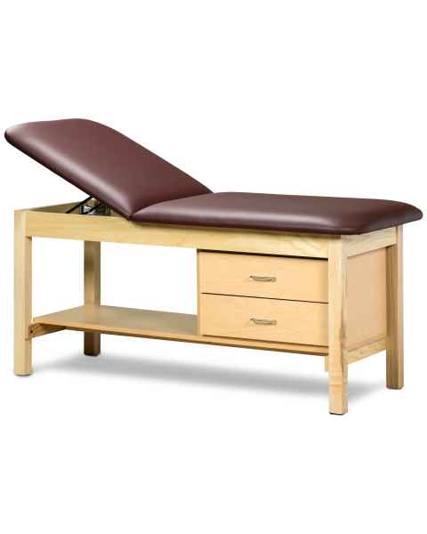Clinton Model 1013 Classic Series Treatment Table with Adjustable Backrest, Shelf & 2 Drawers