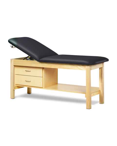 Clinton 1013-E Classic Express Treatment Table with Adjustable Backrest and Drawers - Black (Paper Roll is Not Included)
