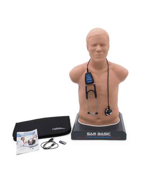 3B Scientific 1020097 SAM Basic® - Affordable Adult Auscultation Manikin with SimScope® Training Stethoscope, Light Skin Tone