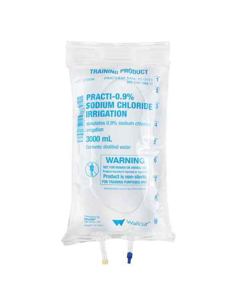 Wallcur 1024782 Practi-0.9% Sodium Chloride 3000 mL Irrigation I.V. Solution Bag