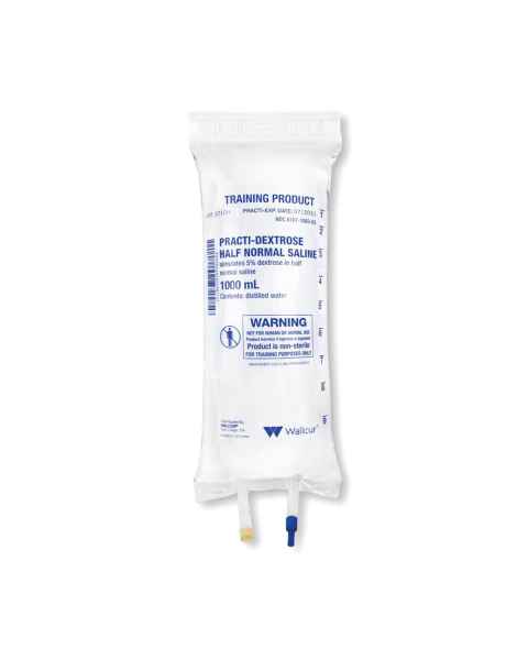 Wallcur 1024791 Practi-5% Dextrose Half Normal Saline 1000 mL I.V. Solution Bag