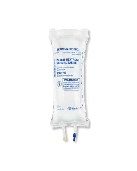 Wallcur 1024793 Practi-5% Dextrose Normal Saline 1000 mL I.V. Solution Bag