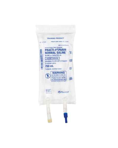 Wallcur 1024799 Practi-Heparin Normal Saline 250 mL I.V. Solution Bag