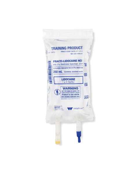 Wallcur 1024804 Practi-Lidocaine HCl in 5% Dextrose 250 mL I.V. Solution Bag