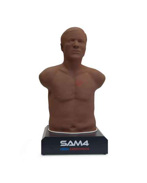 3B Scientific 1025099 SAM4 Plus Adult Auscultation Manikin, Dark Skin Tone - Front View