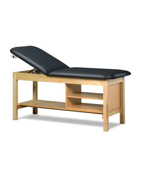 Clinton 1030-E Classic Express Treatment Table with Adjustable Backrest and Shelving - Black (Paper Roll is Not Included)