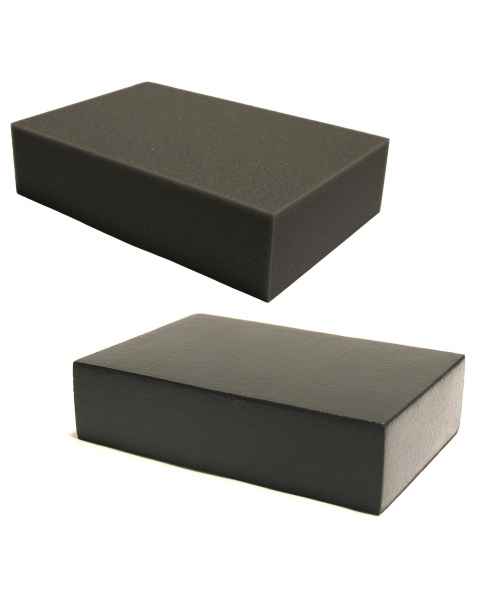 Domico Med-Device Rectangle Foam Positioner 3"H x 8"W x 12"L - #103 Uncovered Standard Foam & 103-SCB ScanCoat Black Foam