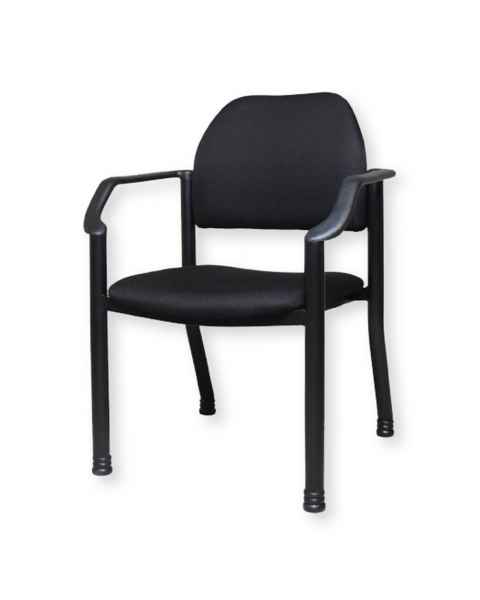 Blickman Model 1120WA Raven Black Polyester Fabric Waiting Room Chair with Arms