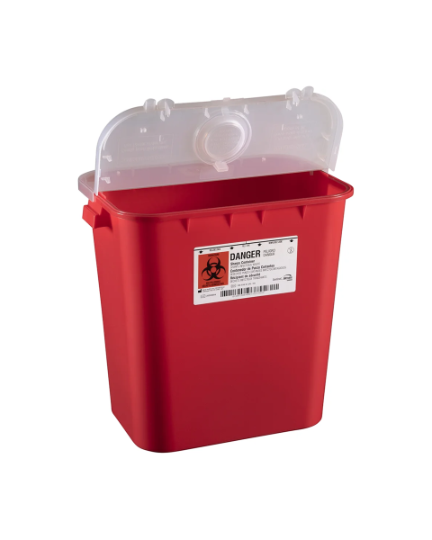 Bemis Health Care 108030 8-Gallon Large Multi-Purpose Biohazard Sharps Container with Hinged Lid - Red