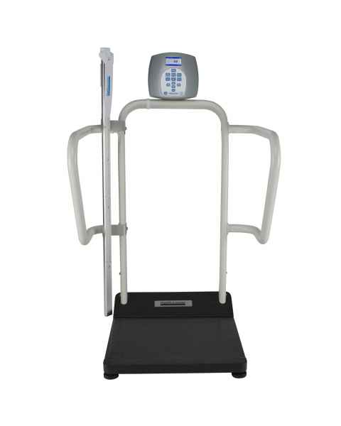 Health o Meter 1100KL-EHR Series Bariatric Digital Platform Scale with Extra Wide Handrails, Digital Height Rod - Kilograms and Pounds