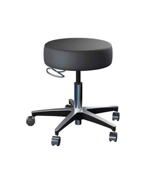 Brewer Model 11001 Century Pneumatic Stool - Black Satin Upholstery 