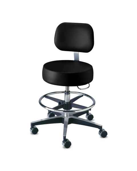 Brewer Company Model 11001BVFR Century Pneumatic Stool with Backrest & Seamless Seat & Adjustable Footring