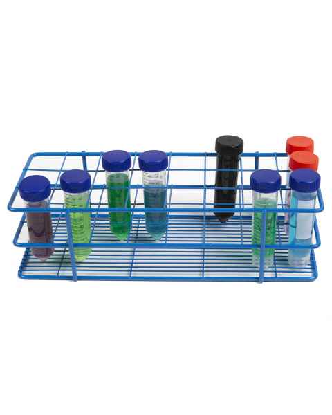 Heathrow Scientific 120771 Blue Coated Wire Rack - Fits 30-40mm Tubes, 3x8 Array, 24-Well (Test Tubes NOT included)