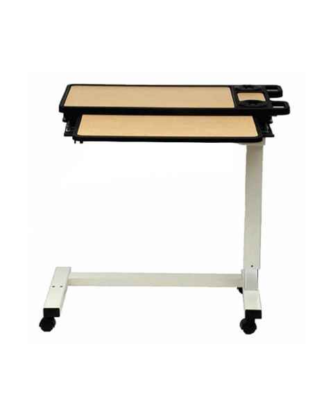 Novum Medical 120ES Acute Care Overbed Table Split Top without Vanity - Pneumatic Lift Mechanism