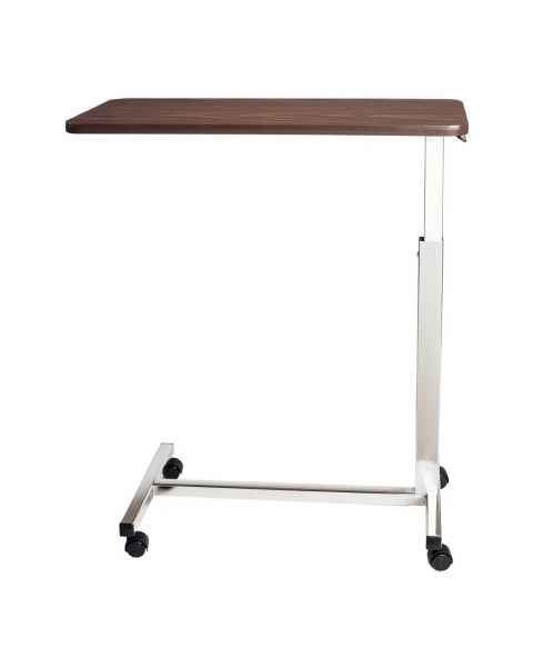 Novum Medical Model 125 Economy Overbed Table - Melamine Laminate Top without Vanity - Spring Assisted Lift Mechanism