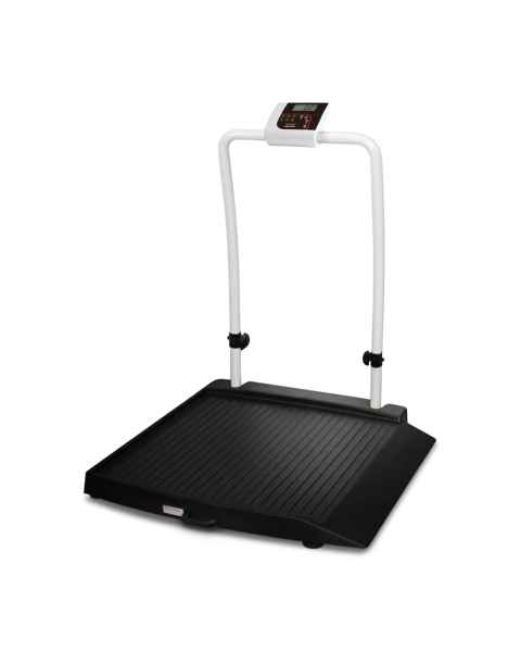 350-10-2 Series Rice Lake Single-Ramp Wheelchair Scale with Integrated Handrail, Left Angle View