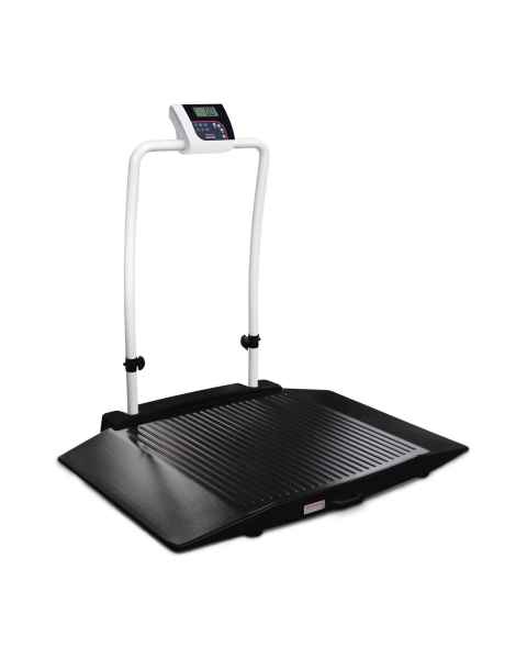 350-10-3 Series Rice Lake Dual-Ramp Wheelchair Scale with Integrated Handrail, Right Angle View