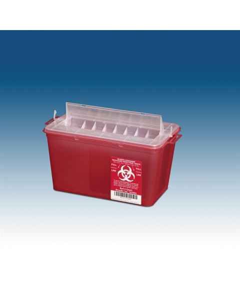 4 Qt. Horizontal Sharps Container Red