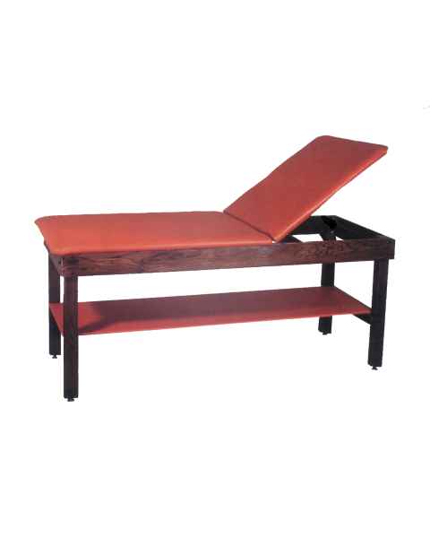CanDo&reg; 15-1030 Fixed Height Hardwood Treatment Table with Adjustable Back, H-Brace, and Shelf