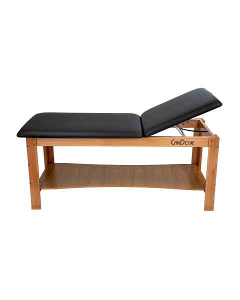 CanDo&reg; 15-4225 Quickship Treatment Table with Adjustable Back and Shelf, Black Top