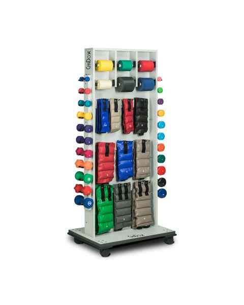 CanDo® 15-4255 Mobile Weight Rack with Mirror - With Cuff Weights, 50 Yard Band Set, and Dumbbells
