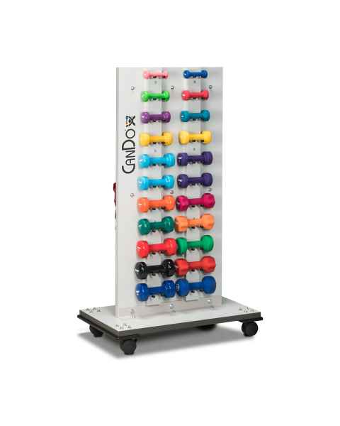 CanDo® 15-4257 Mobile Weight Rack - With Cuff Weights and Dumbbells, Dumbbells Angle View