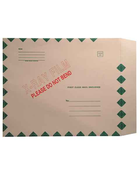 15" x 18" Open End X-Ray Film Mailer - Manila Peel & Seel - Green Diamond Border