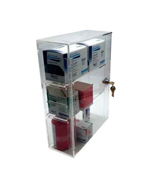 OmniMed 184001 Transparent Utility Cabinet with 2 Shelves - Front View (Supplies are NOT included)