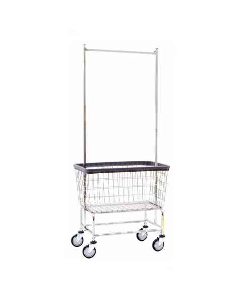 R&B Wire 200CFC56C Large Capacity Wire Laundry Cart with Double Pole Rack - Chrome Basket, Chrome Base