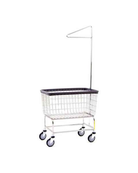 R&B Wire 200CFC91C Large Capacity Wire Laundry Cart with Single Pole Rack - Chrome Basket, Chrome Base