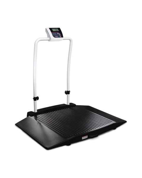Rice Lake 204404 Dual-Ramp Veterinary Scale with Integrated Handrail, Right Angle View