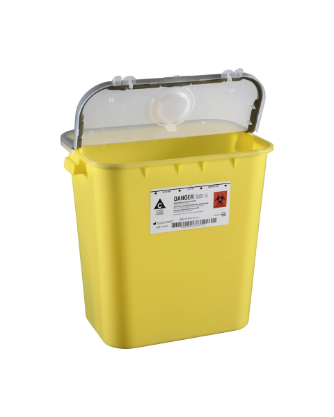 Bemis Health Care 208040 8-Gallon Large Chemotherapy Sharps Container with Gasketed Hinged Lid - Yellow