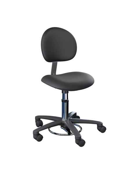 Brewer Model 21340B Millennium Seamless Upholstery Surgeon Stool with Backrest - Black Satin Upholstery