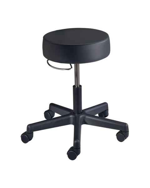 Brewer Value Model 22500 Value Plus Pneumatic Stool - Black Satin Upholstery