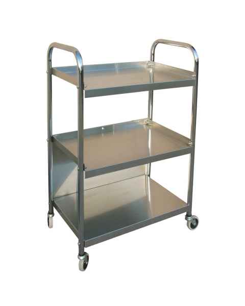 OmniMed 264651 Mobile Stainless Steel Supply Cart, Three Shelves