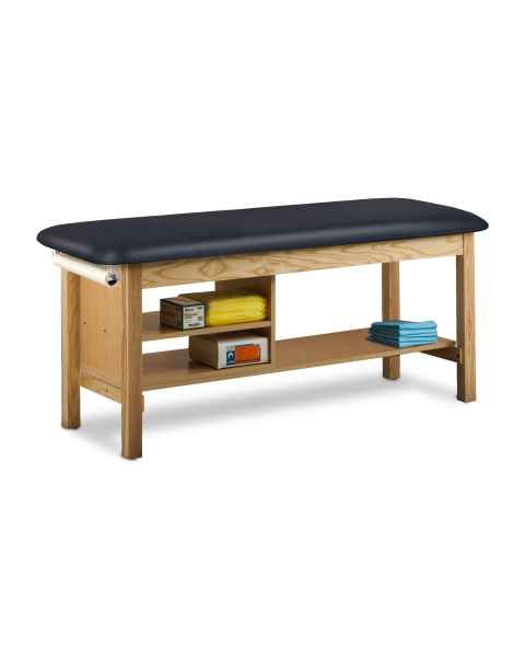 Clinton 300-E Classic Express Treatment Table with Flat Top and Shelving - Black (Paper Roll and Medical Supplies are Not Included)