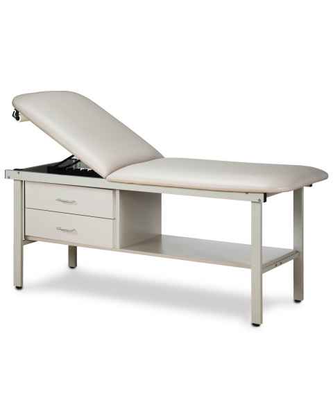 Clinton Model 3013 Alpha Series Treatment Table with Adjustable Backrest, Shelf & 2 Drawers