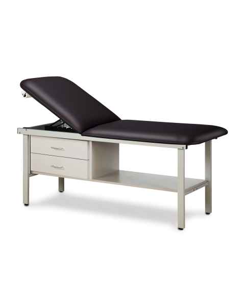 Clinton 3013-E Alpha Express Treatment Table with Adjustable Backrest and Drawers - Black (Paper Roll is Not Included)